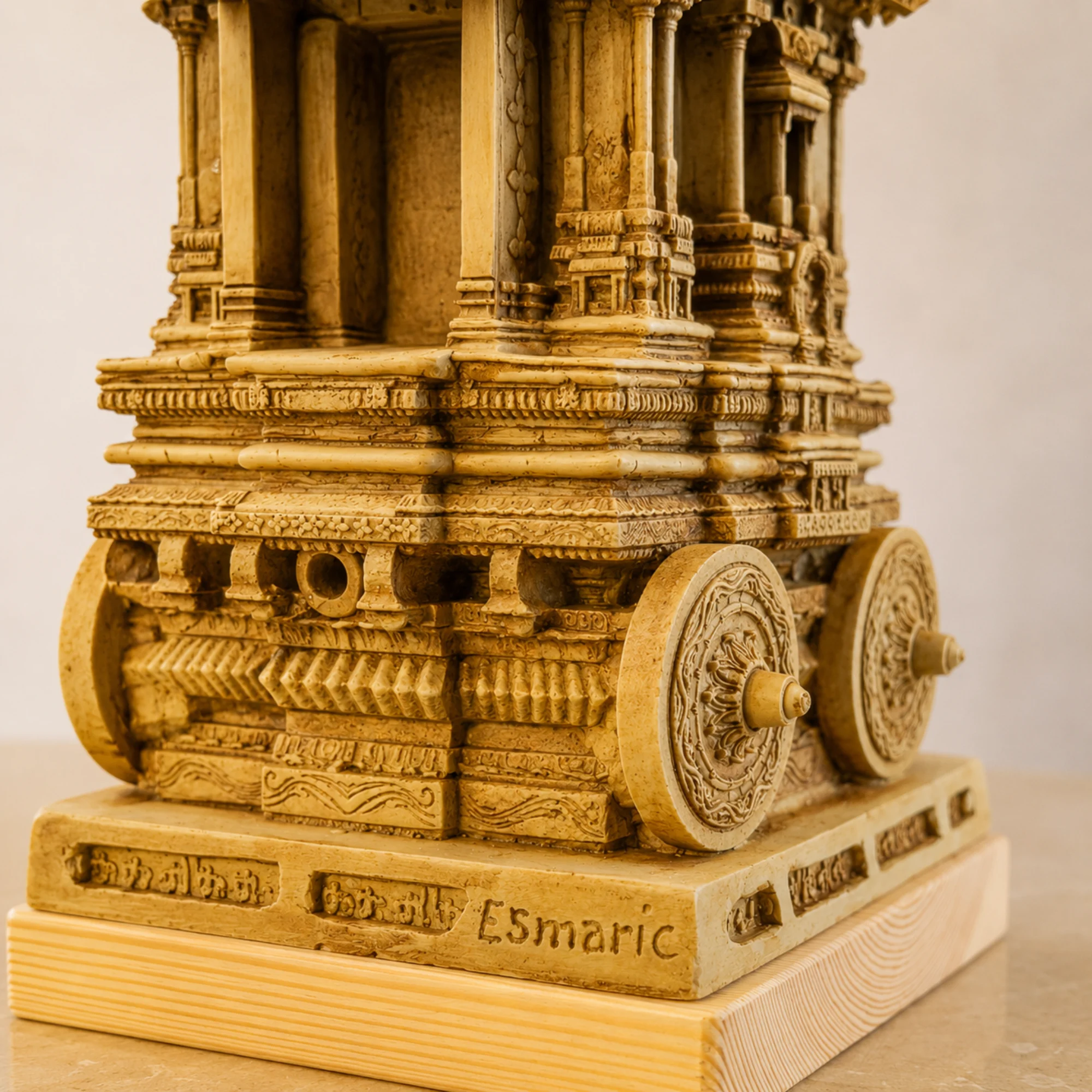 Carved base of the Vijaya Lamp